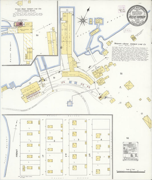 Sanborn Fire Insurance Map from Roche Harbor, San Juan County, Washington (1909), Sheet #0001 - Historic Sanborn Fire Insurance Map Print, vintage old map wall art, antique decor, genealogy gift, Washington Washington map