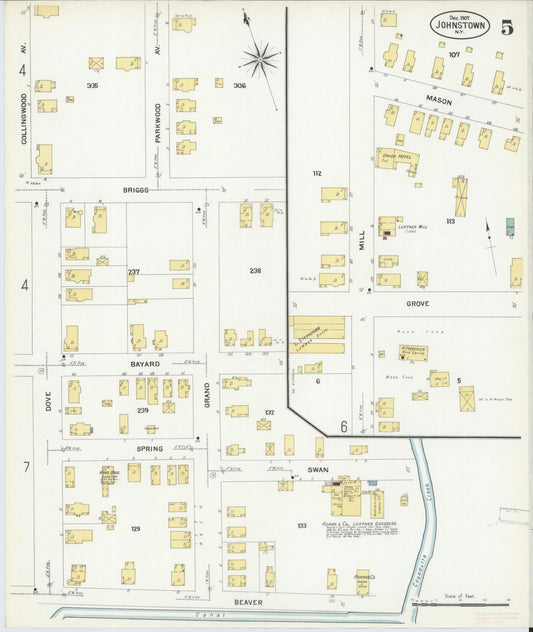 Sanborn Fire Insurance Map from Johnstown, Fulton County, New York (1907), Sheet #0005 - Historic Sanborn Fire Insurance Map Print, vintage old map wall art, antique decor, genealogy gift, New York New York map