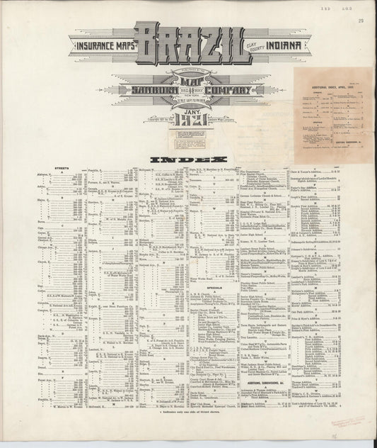 Sanborn Fire Insurance Map from Brazil, Clay County, Indiana (1946), Sheet #0001 - Historic Sanborn Fire Insurance Map Print, vintage old map wall art, antique decor, genealogy gift, Indiana Indiana map