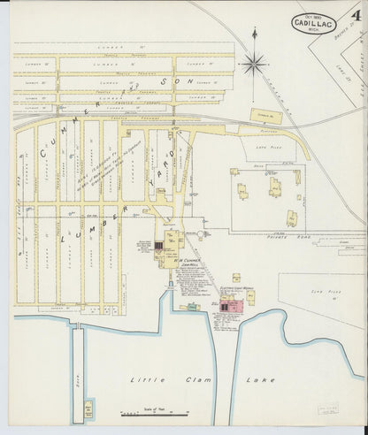 Sanborn Fire Insurance Map from Cadillac, Wexford County, Michigan (1890), Sheet #0004 - Historic Sanborn Fire Insurance Map Print, vintage old map wall art, antique decor, genealogy gift, Michigan Michigan map