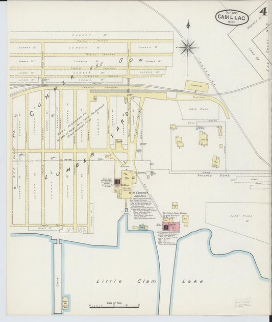 Sanborn Fire Insurance Map from Cadillac, Wexford County, Michigan (1890), Sheet #0004 - Historic Sanborn Fire Insurance Map Print, vintage old map wall art, antique decor, genealogy gift, Michigan Michigan map