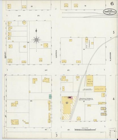 Sanborn Fire Insurance Map from Hawkinsville, Pulaski County, Georgia (1906), Sheet #0006 - Complete Map Set gallery image, historic Sanborn map, vintage wall art, Georgia Georgia