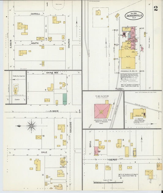Sanborn Fire Insurance Map from Jacksonville, Calhoun County, Alabama. (1905), Sheet 2 – Historic Sanborn Fire Insurance Map Print