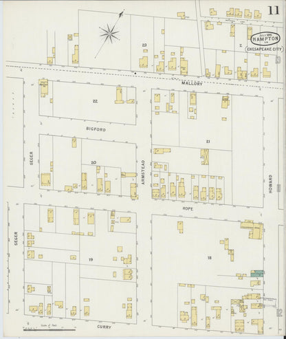 Sanborn Fire Insurance Map from Hampton, Independent Cities, Virginia (1895), Sheet #0011 - Complete Map Set gallery image, historic Sanborn map, vintage wall art, Virginia Virginia
