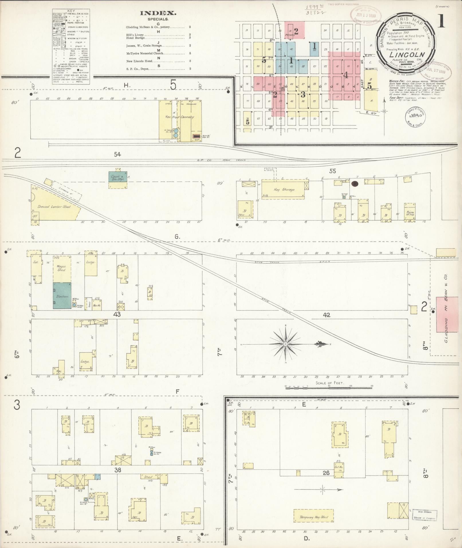 Sanborn Fire Insurance Map from Lincoln, Placer County, California (1899), Sheet #0001 - Historic Sanborn Fire Insurance Map Print, vintage old map wall art, antique decor, genealogy gift, California California map
