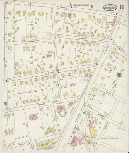 Sanborn Fire Insurance Map from Orangeburg, Orangeburg County, South Carolina (1915), Sheet #0011 - Complete Map Set gallery image, historic Sanborn map, vintage wall art, South Carolina South Carolina