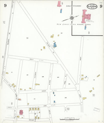 Sanborn Fire Insurance Map from Glassboro, Gloucester County, New Jersey (1923), Sheet #0009 - Complete Map Set gallery image, historic Sanborn map, vintage wall art, New Jersey New Jersey