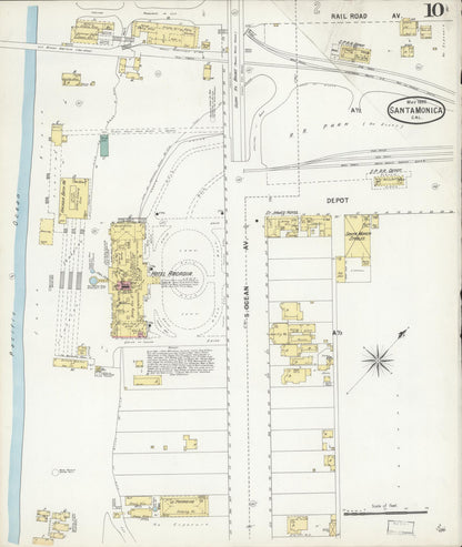 Sanborn Fire Insurance Map from Santa Monica, Los Angeles County, California (1895), Sheet #0010 - Complete Map Set gallery image, historic Sanborn map, vintage wall art, California California