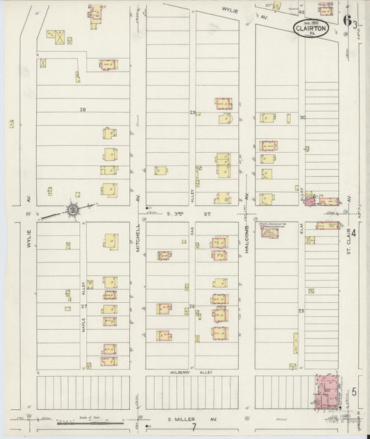 Sanborn Fire Insurance Map from Clairton, Allegheny County, Pennsylvania (1915), Sheet #0006 - Historic Sanborn Fire Insurance Map Print, vintage old map wall art, antique decor, genealogy gift, Pennsylvania Pennsylvania map