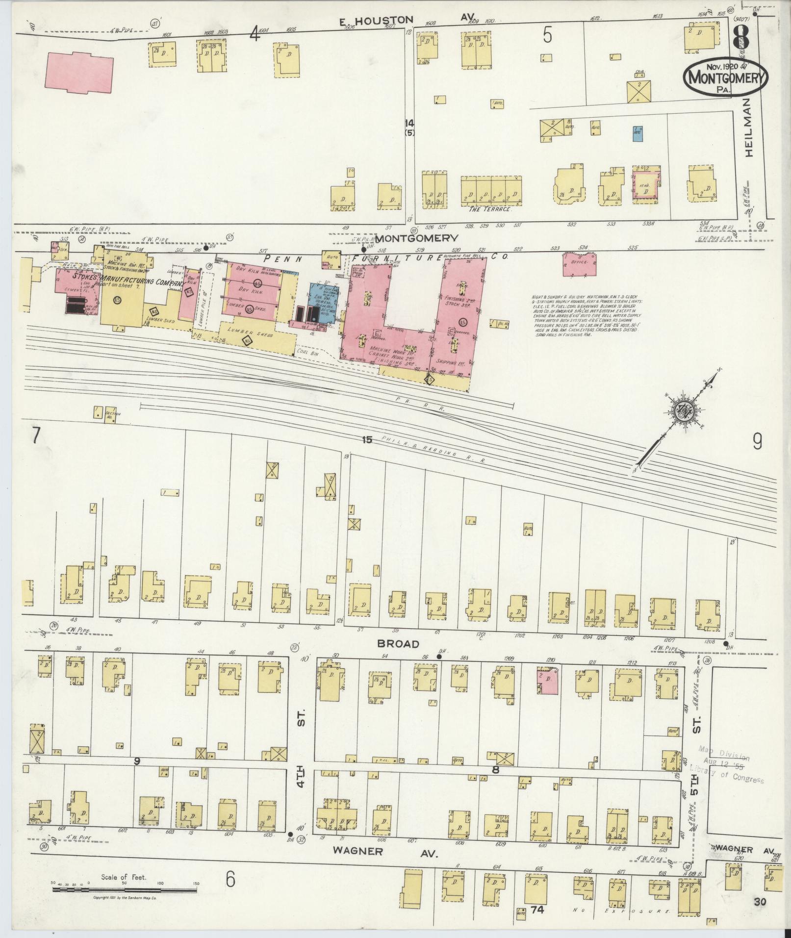 Sanborn Fire Insurance Map from Montgomery, Lycoming County, Pennsylvania (1920), Sheet #0008 - Complete Map Set gallery image, historic Sanborn map, vintage wall art, Pennsylvania Pennsylvania