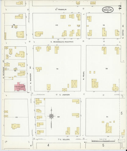 Sanborn Fire Insurance Map from Douglas, Coffee County, Georgia (1912), Sheet #0002 - Complete Map Set gallery image, historic Sanborn map, vintage wall art, Georgia Georgia