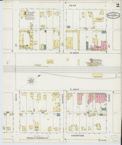 Sanborn Fire Insurance Map from Bushnell, Mcdonough County, Illinois (1893), Sheet #0002 - Complete Map Set gallery image, historic Sanborn map, vintage wall art, Illinois Illinois