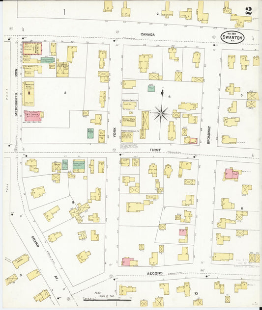Sanborn Fire Insurance Map from Swanton, Franklin County, Vermont (1904), Sheet #0002 - Historic Sanborn Fire Insurance Map Print, vintage old map wall art, antique decor, genealogy gift, Vermont Vermont map