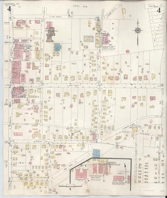 Sanborn Fire Insurance Map from Henderson, Rusk County, Texas (1949), Sheet #0004 - Historic Sanborn Fire Insurance Map Print, vintage old map wall art, antique decor, genealogy gift, Texas Texas map