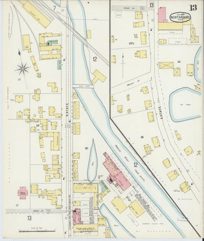 Sanborn Fire Insurance Map from North Adams, Berkshire County, Massachusetts (1897), Sheet #0013 - Historic Sanborn Fire Insurance Map Print, vintage old map wall art, antique decor, genealogy gift, Massachusetts Massachusetts map