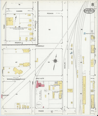 Sanborn Fire Insurance Map from Corpus Christi, Nueces County, Texas (1919), Sheet #0008 - Complete Map Set gallery image, historic Sanborn map, vintage wall art, Texas Texas