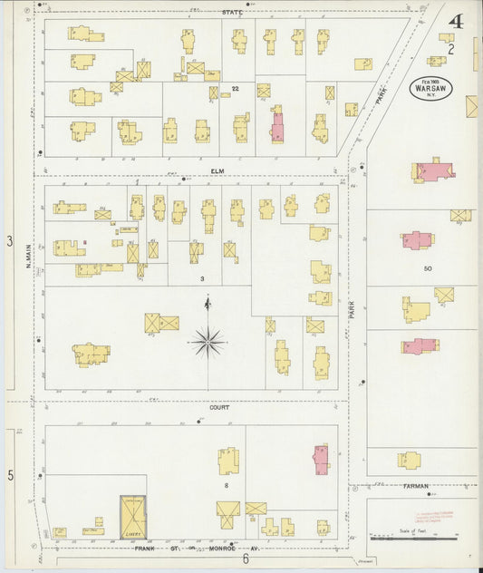 Sanborn Fire Insurance Map from Warsaw, Wyoming County, New York (1903), Sheet #0004 - Historic Sanborn Fire Insurance Map Print, vintage old map wall art, antique decor, genealogy gift, New York New York map