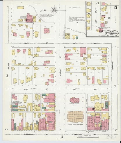 Sanborn Fire Insurance Map from Upper Sandusky, Wyandot County, Ohio (1902), Sheet #0005 - Complete Map Set gallery image, historic Sanborn map, vintage wall art, Ohio Ohio
