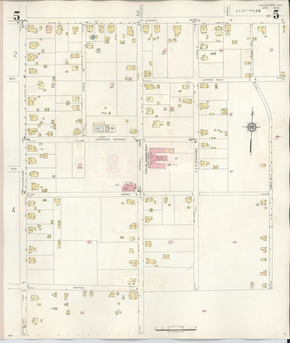 Sanborn Fire Insurance Map from Headland, Henry County, Alabama (1945), Sheet #0005 - Complete Map Set gallery image, historic Sanborn map, vintage wall art, Alabama Alabama