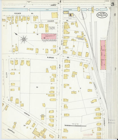 Sanborn Fire Insurance Map from Oneida, Madison County, New York (1904), Sheet #0002 - Historic Sanborn Fire Insurance Map Print, vintage old map wall art, antique decor, genealogy gift, New York New York map