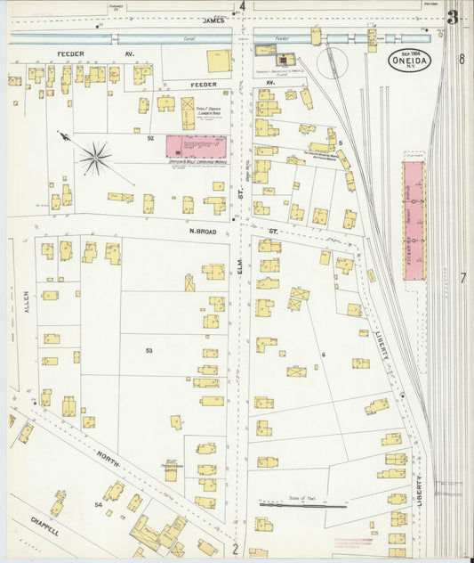 Sanborn Fire Insurance Map from Oneida, Madison County, New York (1904), Sheet #0002 - Historic Sanborn Fire Insurance Map Print, vintage old map wall art, antique decor, genealogy gift, New York New York map