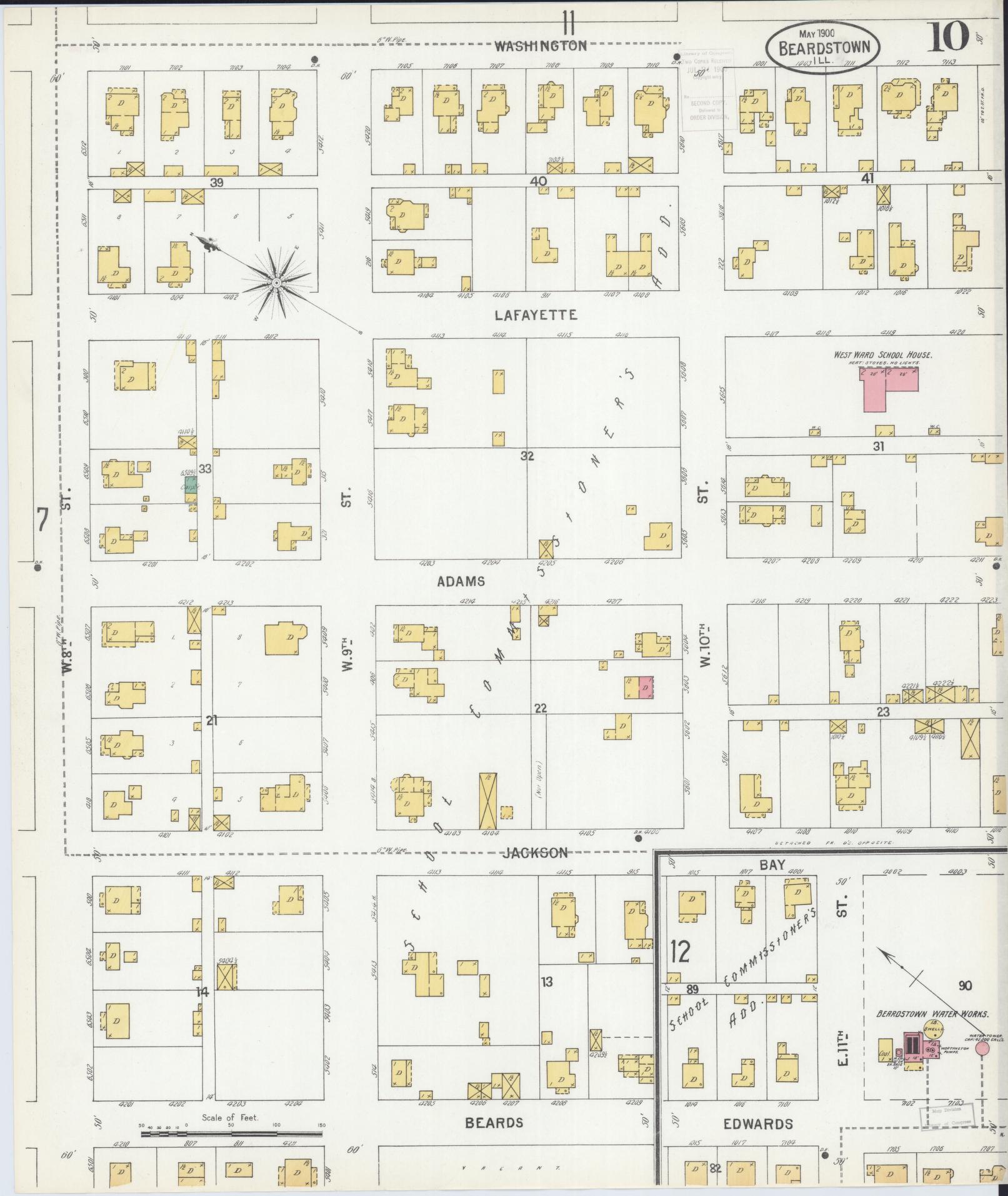 Sanborn Fire Insurance Map from Beardstown, Cass County, Illinois (1900), Sheet #0010 - Historic Sanborn Fire Insurance Map Print, vintage old map wall art, antique decor, genealogy gift, Illinois Illinois map