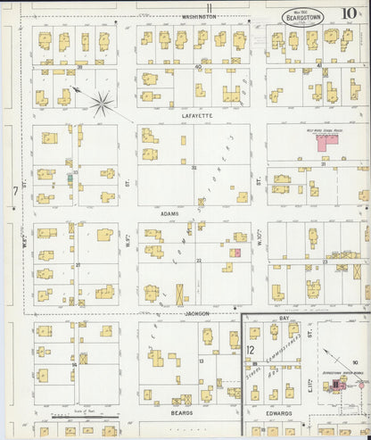 Sanborn Fire Insurance Map from Beardstown, Cass County, Illinois (1900), Sheet #0010 - Historic Sanborn Fire Insurance Map Print, vintage old map wall art, antique decor, genealogy gift, Illinois Illinois map