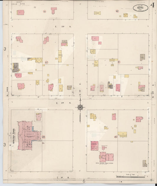 Sanborn Fire Insurance Map from Nephi, Juab County, Utah (1931), Sheet #0004 - Historic Sanborn Fire Insurance Map Print, vintage old map wall art, antique decor, genealogy gift, Utah Utah map