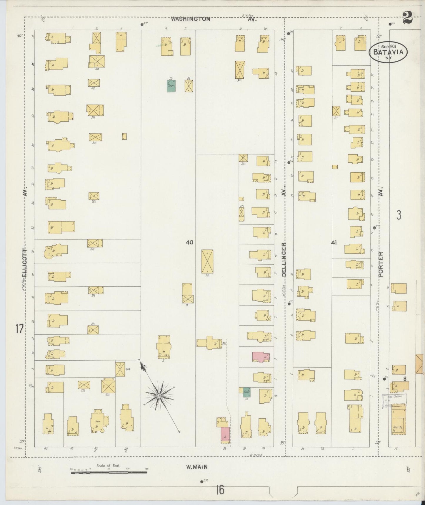 Sanborn Fire Insurance Map from Batavia, Genesee County, New York (1901), Sheet #0002 - Complete Map Set gallery image, historic Sanborn map, vintage wall art, New York New York