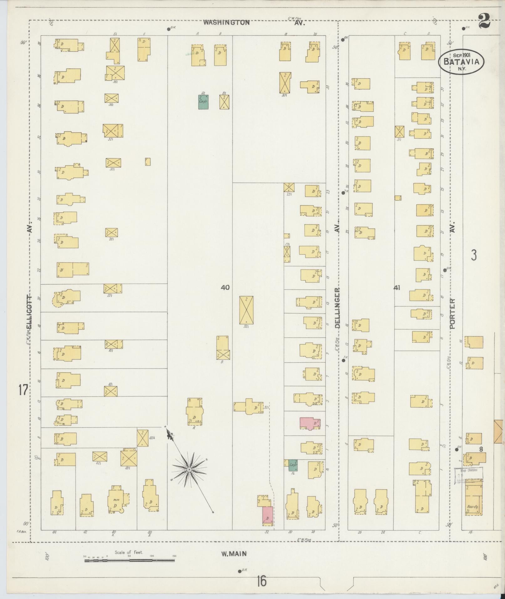 Sanborn Fire Insurance Map from Batavia, Genesee County, New York (1901), Sheet #0002 - Complete Map Set gallery image, historic Sanborn map, vintage wall art, New York New York