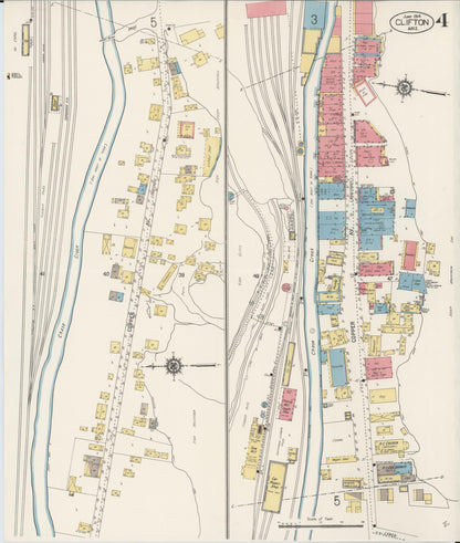 Sanborn Fire Insurance Map from Clifton, Greenlee County, Arizona (1914), Sheet #0004 - Complete Map Set gallery image, historic Sanborn map, vintage wall art, Arizona Arizona