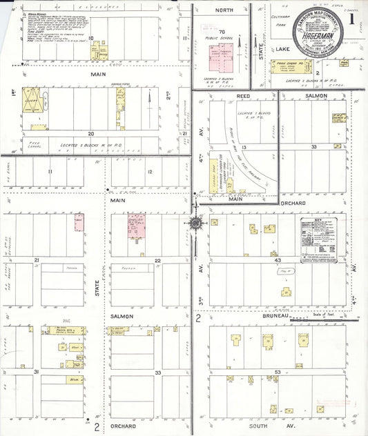 Sanborn Fire Insurance Map from Hagerman, Lincoln County, Idaho (1911), Sheet #0001 - Historic Sanborn Fire Insurance Map Print, vintage old map wall art, antique decor, genealogy gift, Idaho Idaho map