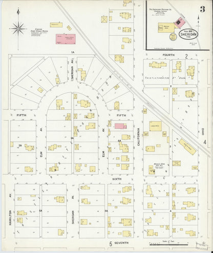 Sanborn Fire Insurance Map from Sheridan, Hamilton County, Indiana (1909), Sheet #0003 - Complete Map Set gallery image, historic Sanborn map, vintage wall art, Indiana Indiana