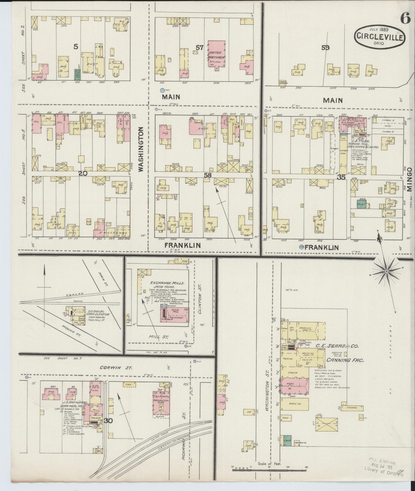 Sanborn Fire Insurance Map from Circleville, Pickaway County, Ohio (1889), Sheet #0006 - Complete Map Set gallery image, historic Sanborn map, vintage wall art, Ohio Ohio