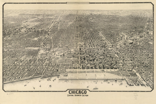 Chicago, central business section. (1916) – Historic Bird’s-Eye View Panorama Print