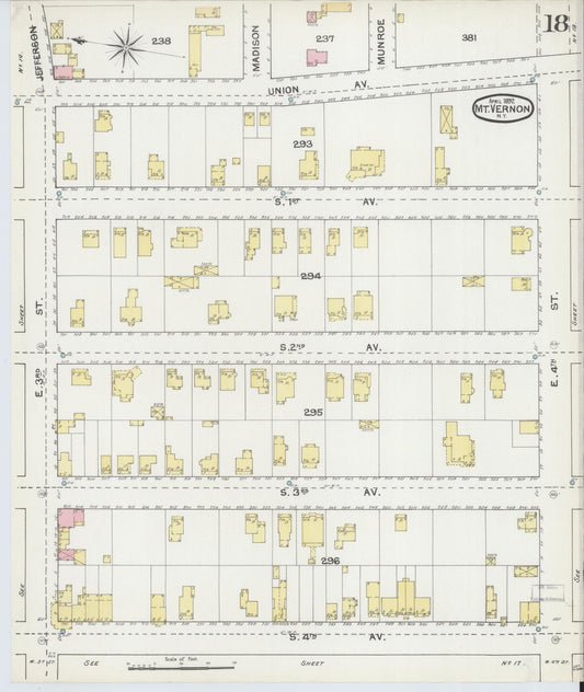 Sanborn Fire Insurance Map from Mount Vernon, Westchester County, New York (1892), Sheet #0018 - Historic Sanborn Fire Insurance Map Print, vintage old map wall art, antique decor, genealogy gift, New York New York map