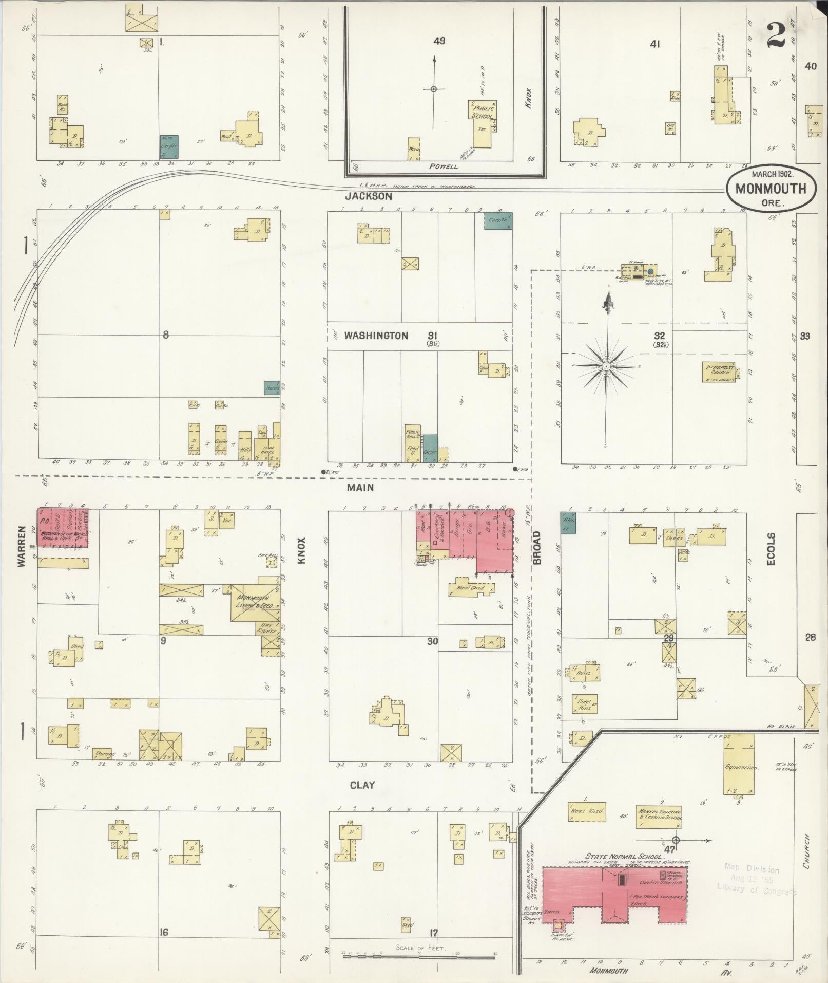 Sanborn Fire Insurance Map from Monmouth, Polk County, Oregon (1902), Sheet #0002 - Complete Map Set gallery image, historic Sanborn map, vintage wall art, Oregon Oregon