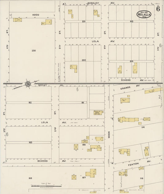 Sanborn Fire Insurance Map from Molalla, Clackamas County, Oregon (1922), Sheet #0006 - Historic Sanborn Fire Insurance Map Print, vintage old map wall art, antique decor, genealogy gift, Oregon Oregon map