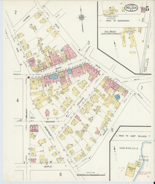 Sanborn Fire Insurance Map from Walden, Orange County, New York (1913), Sheet #0005 - Historic Sanborn Fire Insurance Map Print, vintage old map wall art, antique decor, genealogy gift, New York New York map