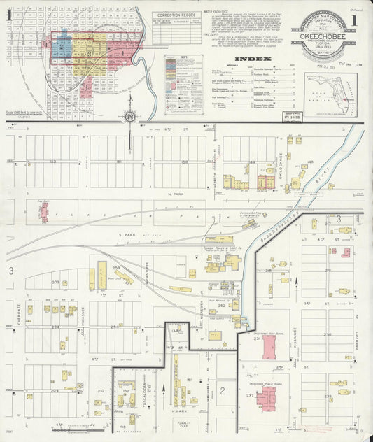 Sanborn Fire Insurance Map from Okeechobee, Okeechobee County, Florida. (1933) – Historic Sanborn Fire Insurance Map Print