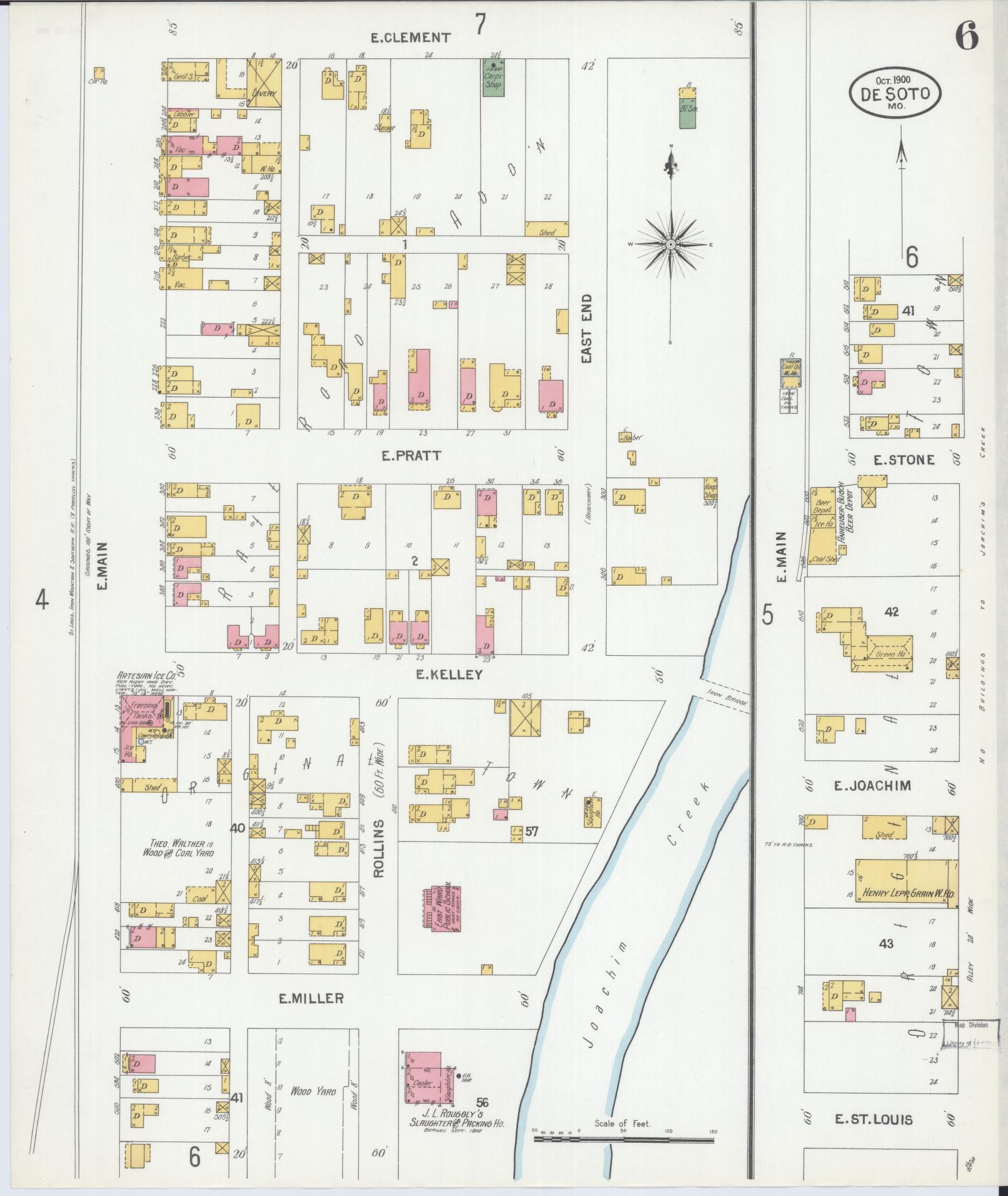 Sanborn Fire Insurance Map from De Soto, Jefferson County, Missouri (1900), Sheet #0006 - Historic Sanborn Fire Insurance Map Print, vintage old map wall art, antique decor, genealogy gift, Missouri Missouri map