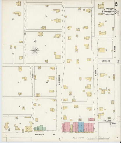 Sanborn Fire Insurance Map from Farmersville, Collin County, Texas (1897), Sheet #0002 - Historic Sanborn Fire Insurance Map Print, vintage old map wall art, antique decor, genealogy gift, Texas Texas map