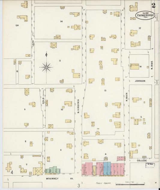 Sanborn Fire Insurance Map from Farmersville, Collin County, Texas (1897), Sheet #0002 - Historic Sanborn Fire Insurance Map Print, vintage old map wall art, antique decor, genealogy gift, Texas Texas map