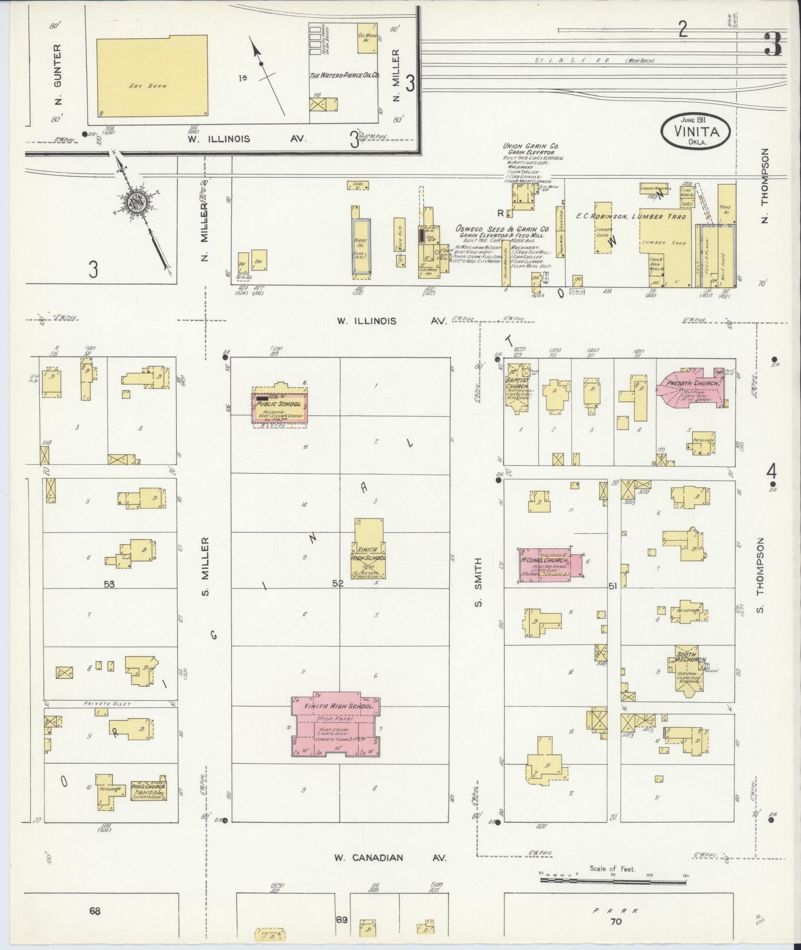 Sanborn Fire Insurance Map from Vinita, Craig County, Oklahoma (1911), Sheet #0003 - Complete Map Set gallery image, historic Sanborn map, vintage wall art, Oklahoma Oklahoma