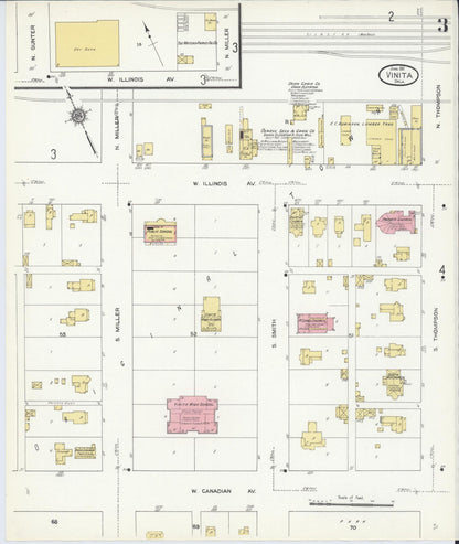 Sanborn Fire Insurance Map from Vinita, Craig County, Oklahoma (1911), Sheet #0003 - Complete Map Set gallery image, historic Sanborn map, vintage wall art, Oklahoma Oklahoma