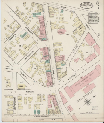 Sanborn Fire Insurance Map from Biddeford, York County, Maine (1885), Sheet #0003 - Complete Map Set gallery image, historic Sanborn map, vintage wall art, Maine Maine