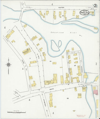 Sanborn Fire Insurance Map from Hartland, Somerset County, Maine (1917), Sheet #0003 - Complete Map Set gallery image, historic Sanborn map, vintage wall art, Maine Maine