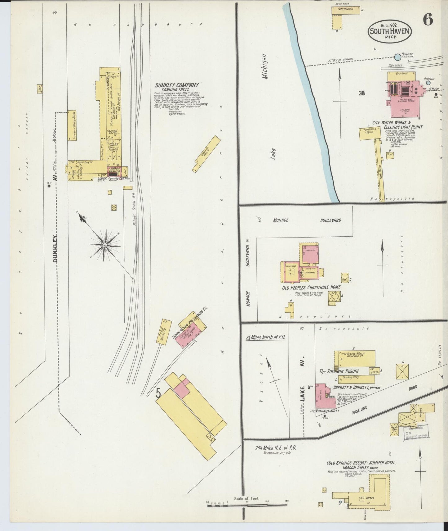 Sanborn Fire Insurance Map from South Haven, Van Buren County, Michigan (1902), Sheet #0006 - Complete Map Set gallery image, historic Sanborn map, vintage wall art, Michigan Michigan