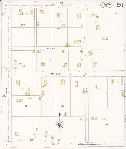 Sanborn Fire Insurance Map from Moscow, Latah County, Idaho (1909), Sheet #0026 - Complete Map Set gallery image, historic Sanborn map, vintage wall art, Idaho Idaho