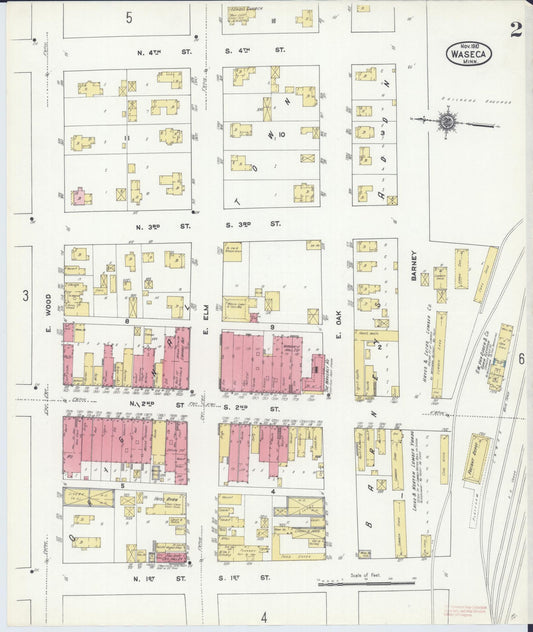 Sanborn Fire Insurance Map from Waseca, Waseca County, Minnesota (1910), Sheet #0002 - Historic Sanborn Fire Insurance Map Print, vintage old map wall art, antique decor, genealogy gift, Minnesota Minnesota map